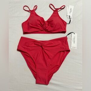 NWT Calvin Klein Women's coral Two-Piece Swim Set Size XS